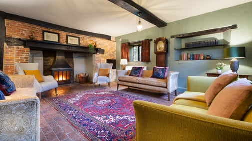 The sitting room at Emley Farmhouse, Surrey
